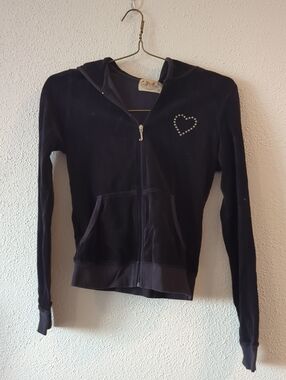 Vintage Juicy Couture Track Jacket With Heart Detail Black Small